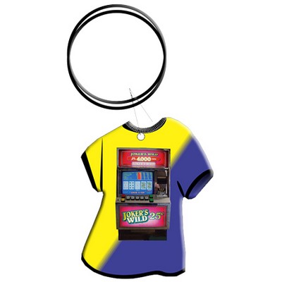 Slot Machine T-Shirt Key Chain w/Clear Mirrored Back (4 Square Inch)