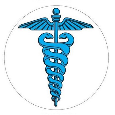 Caduceus Round Badge w/ Bar Pin (2 1/2" Diameter)
