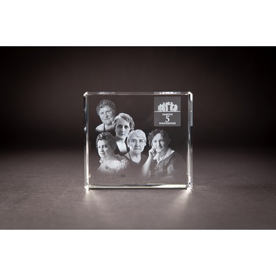 Thin Cut Rectangle Crystal Award (4 x 3-1/2 x 1-1/2")