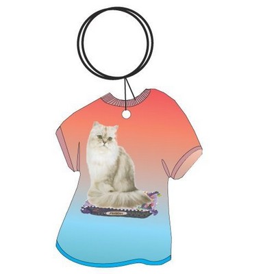 Persian Cat T Shirt Keychain w/Mirror Back (4 Square Inch)