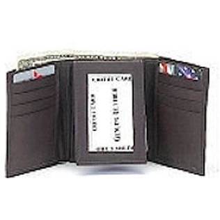 Men's Lamb Skin Tri-Fold Wallet w/Center Flip-Up ID Flap