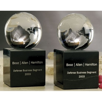 6" Genuine Marble World Globe Book Ends w/Glass Globe