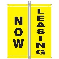 18 Oz. Vinyl Pole Banner Set - Now Leasing (3'x8')