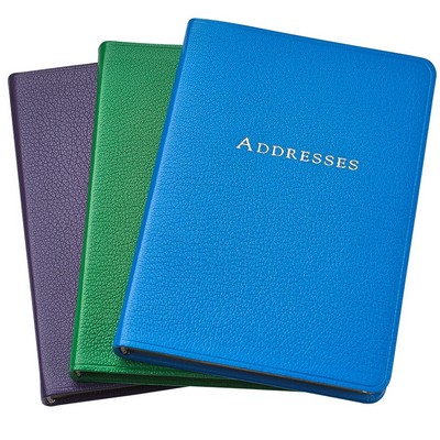 Pocket Address Book W/ Premium Brights Leather Cover (5 3/8"x7 3/8")