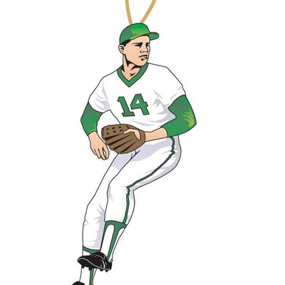 Baseball Player Ornament w/ Clear Mirrored Back (3 Square Inch)
