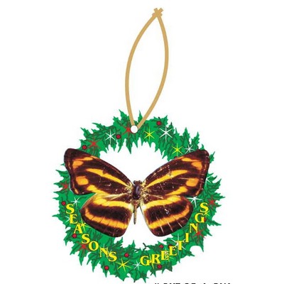 Brown & Yellow Butterfly Wreath Ornament w/ Mirrored Back (10 Square Inch)