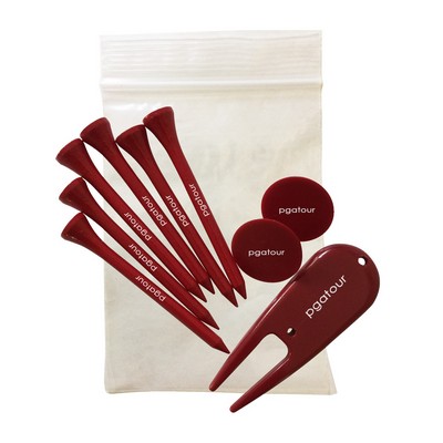 Combo Golf Tee Pack w/ (6) Long 2.75" Tees, (2) Ball Markers & (1) Divot Tool