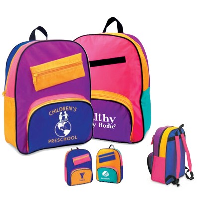14"H Colorful Backpack W/ Removable Pencil Pouch