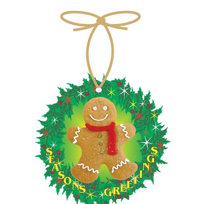 Gingerbread Man & Wreath Ornament w/ Mirrored Back (2 Square Inch)