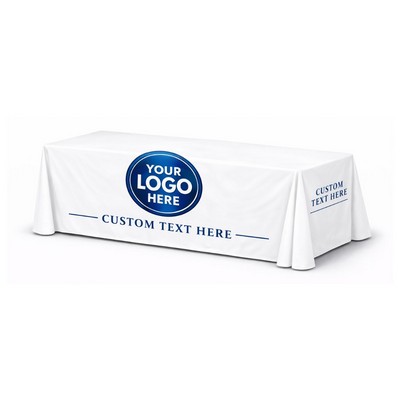 6' White Table Cover w/ Front Logo (6'x30"x29")