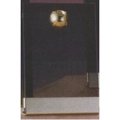 Smoked Glass Plaque Award w/Gold Baseball Accent, Gold Plastic Mounts & Base (6"x8.5")