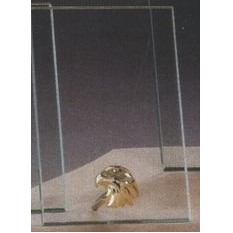 Clear Glass Plaque Award w/Gold Eagle Accent & Gold Plastic Mounts (7"x9.5")