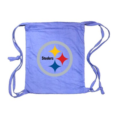 Caribbean Blue Blended Knitted Tote Drawstring Bag (14"x17")