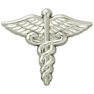 Silver Caduceus Lapel Pin