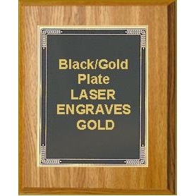 Oak Plaque 8" x 10" - Black Marble Mist 6" x 8" Plate