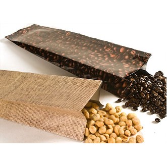 1 Lb. Heat Sealable Burlap & Bean Photo Laminated Foil Bag