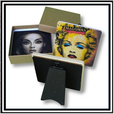 2 Custom Square Stone Coasters with Easel Backing - Full Bleed