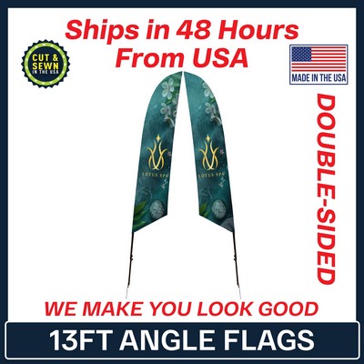 13' Angle Flag - Double Sided w/Spike Base - Made in the USA