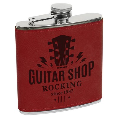 Leatherette Flask (Rose Red)