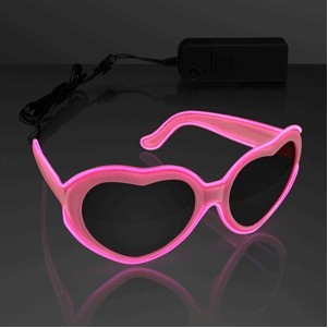 EL Wire Glowing Pink Heart Sunglasses - BLANK