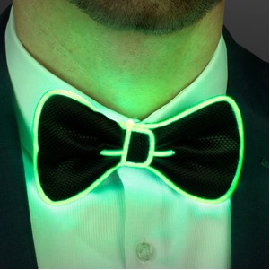 Green Glow EL Wire Bow Ties, Light Up Neckwear - BLANK
