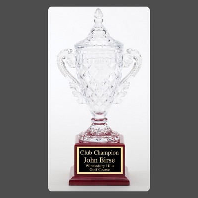 Crystal Vase on Rosewood Base (13½")