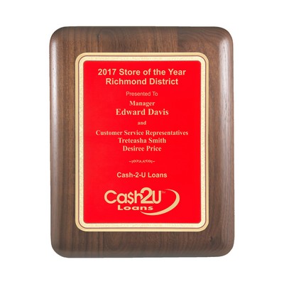 Red Plate Walnut Plaque w/Elliptical Edge (8"x10")