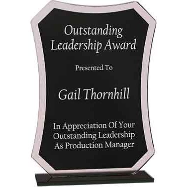 6 1/2" Black Rectangle Reflection Glass Award