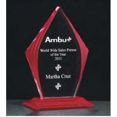 Flame Series Acrylic Award w/Red Accented Upright & Base (6.75"x 9.75")