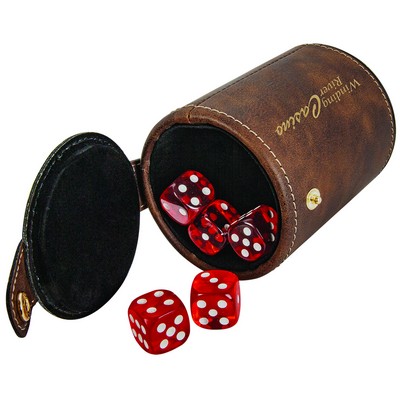 Rustic/Gold Leatherette Dice Cup w/5 Dice