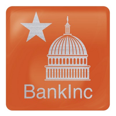 Domed Decal | Square | 1" x 1" | Brushed Chrome