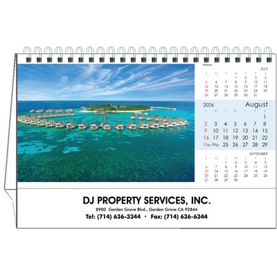 Dream Vacation 2026 Desktop Calendar w/Flexible Easel