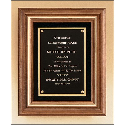 Airflyte® American Walnut Plaque w/Gold Trim & Black Velour Background (13"x 16")
