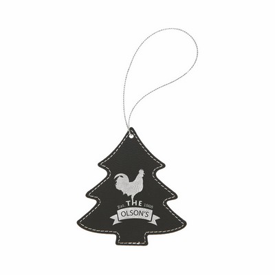 Black/Silver Leatherette Tree Ornament