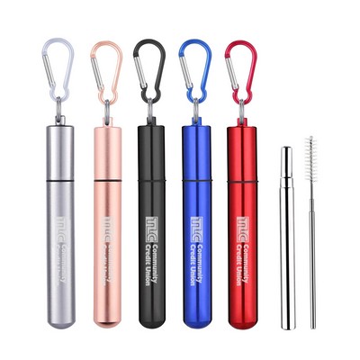 Reusable Collapsible Straws With Metal Case