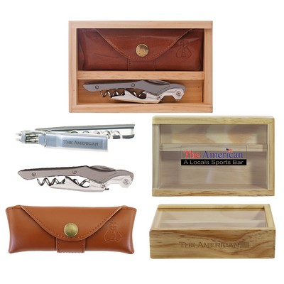 Castello™ Bronze Aluminum Corkscrew Set w/Box & Leather Pouch