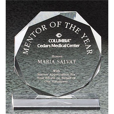 Beveled Octagon Award With Base, Clear, Large (8" x 8-3/4")