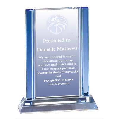 Optical Blue Column Crystal Award (8 ½" x 6 ½")