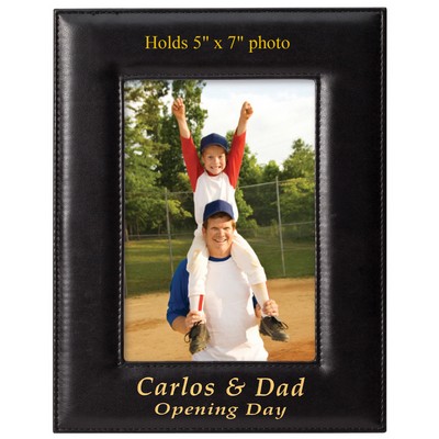 Black Vertical Leatherette Picture Frame (9 ½" x 7 ½)