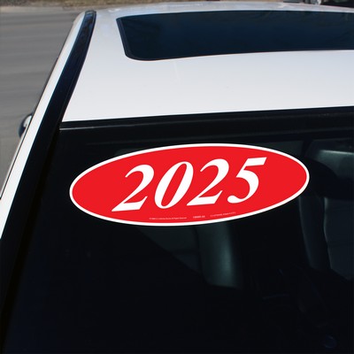 White & Red Year Model Oval Decals (Set of 12)