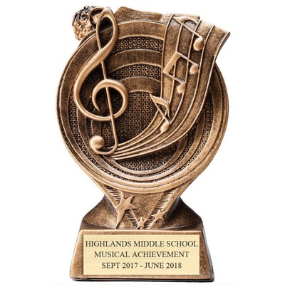 6" Antique Gold Music Resin Trophy