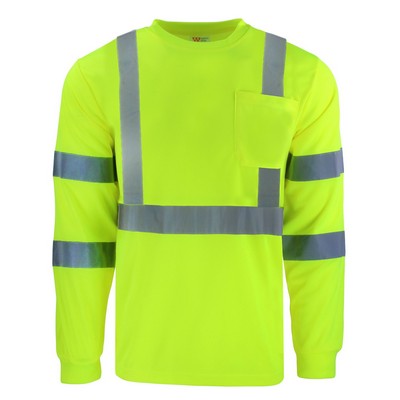 Safety Brite SB-C3LS Class 3 Long Sleeve HI VIS T-Shirt