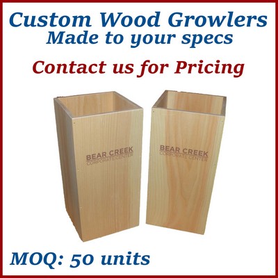 Natural Custom Growler Wooden Box - Made to Order