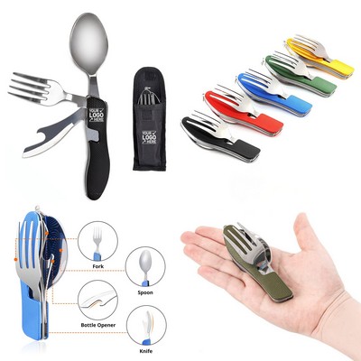 Stainless Steel Multi-Tool - 4" 1 (Fork/Spoon/Knife/Bottle Opener)