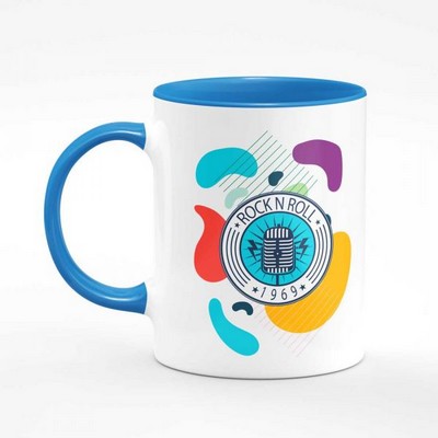 11 oz. White Ceramic Coffee Mug with Colored Inside/Handle - Sublimation