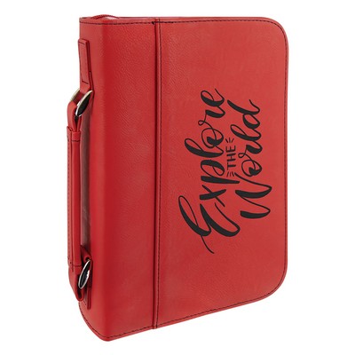 7½" x 10¾" Red Leatherette Book/Bible Cover with Handle & Zipper