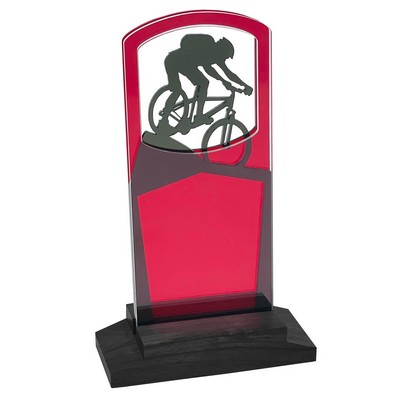 Mountain Biking Award Black Wood Base