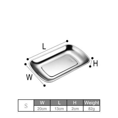 7.88" Stainless Steel Rectangular Thickened Tray Stainless Steel Metal Tray