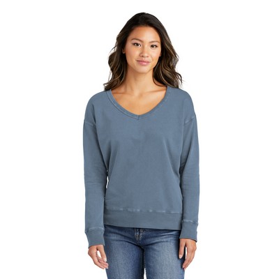 Port & Co™ Women's Beach Wash® Garment-Dyed V-Neck Sweatshirt