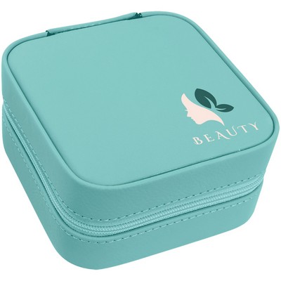 Teal Leatherette Travel Jewelry Box